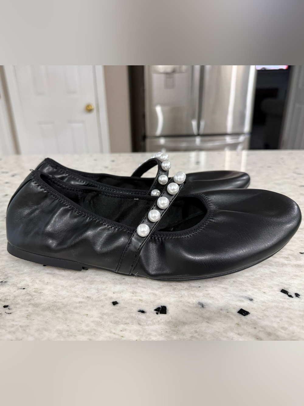 NEW Black Pearl-Embellished Mary Jane Flats - Picture 2 of 4